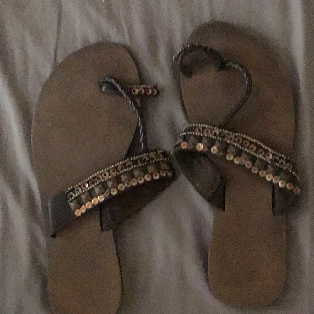 Embellished Brown Sandals